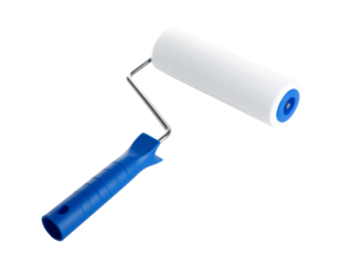 White paint roller brush isolated on white, tool for smooth painting.