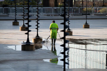 Lavoratore al mattino presto
