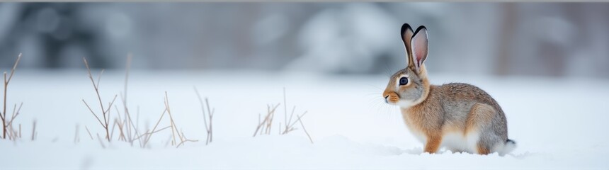 Obraz premium Rabbit that is standing in the snow