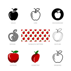 Each apple fruit icon has its own creative design, and each design can meet the needs of different jobs.