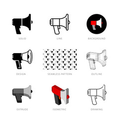 Each megaphone loudspeaker icon has its own creative design, and each design can meet the needs of different jobs.