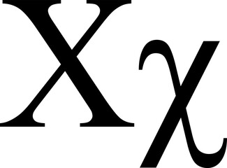 Clean black and white vector of the Greek letter Chi (uppercase and lowercase). Ideal for educational, scientific, and mathematical designs, representing the twenty-second letter of the Greek alphabet