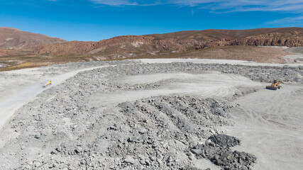 Aerial view of an open-pit borax mine in Jujuy, Argentina.