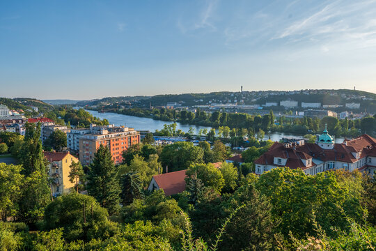 Prague, Czechia - 08.12.2024 - Sunset at Vysehrad Castle