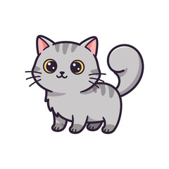 Naklejka premium Adorable Gray Kitten Illustration Cute Cartoon Cat Vector Graphic