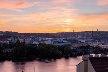 Prague, Czechia - 08.12.2024 - Sunset at Vysehrad Castle