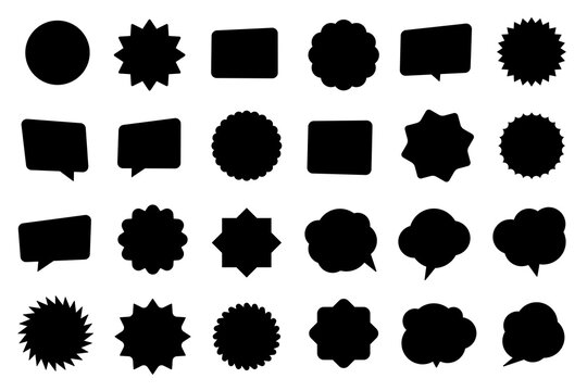 Set of vector speech bubble labels. Retro color special offer design elements, chat emblem, black callout