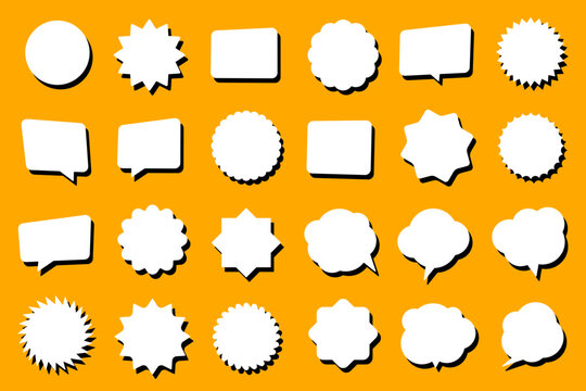 Set of vector speech bubble labels. Retro color special offer design elements, chat emblem, black callout