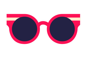 Pink vintage, retro sunglasses with dark lenses. Perfect for summer designs, fashion graphics, social media post and trendy digital projects. High-res PNG, isolated on white background