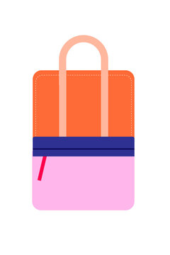 Colorful backpack vector illustration. Fun school bag for everyday use, travel, holiday or outdoor adventure. Great for back to school, fashion or lifestyle projects. High-res PNG, isolated background