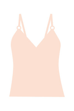 Minimalist beige, sexy camisole top on transparent background. Stylish summer fashion graphic perfect for digital designs, vacation, style, or fashion-related content. High-res PNG