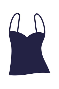 Minimalist navy blue camisole top on transparent background. Stylish summer fashion graphic perfect for digital designs, apparel mockups, or fashion-related content. High-res png