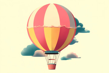 Naklejka premium Whimsical Hot Air Balloon Vector Logo with Pastel Colors and Cloud Elements