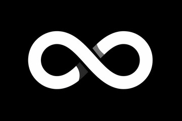 Continuous infinity symbol vector logo in black and white