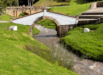 Tunja, Boyaca - Colombia. May 8, 2025. The Boyaca Bridge, located west of Tunja, crossing the Teatinos River.
