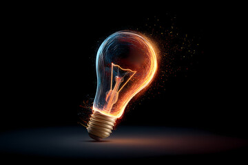 Innovative light bulb vector logo design with bright colors and spark effects