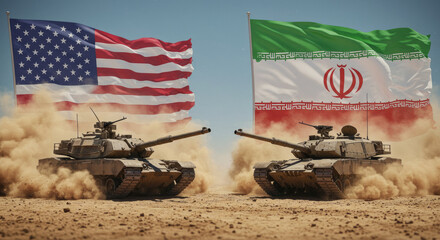 The United States and Iran in confrontation with tanks