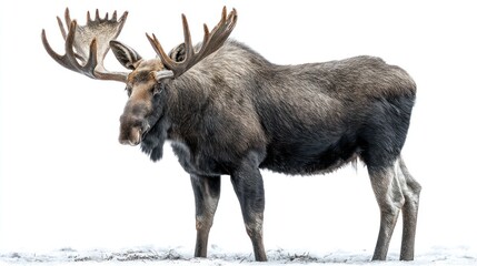 Majestic bull moose in winter