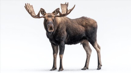 Full shot of a large moose in profile