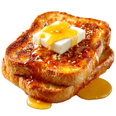 Delicious french toast with butter and honey breakfast food  isolated on transparent background