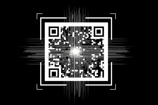 QR code vector logo design with scan lines