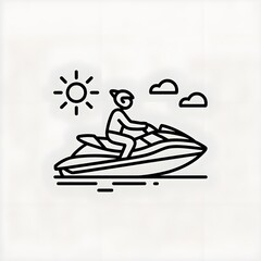 Black and White Line Art  illustration of a boat