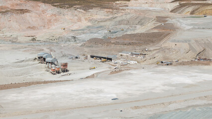 Aerial view of an open-pit borax mine in Jujuy, Argentina.