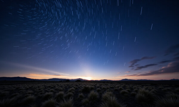 The Aftermath of a Meteor Shower with Trails Still Faintly Visible as the Dawn Breaks