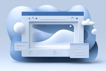 Digital vector web browser logo in blue and white with tabs