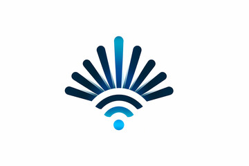 Wifi symbol with connectivity waves vector logo