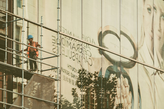 Construction Worker on Scaffolding