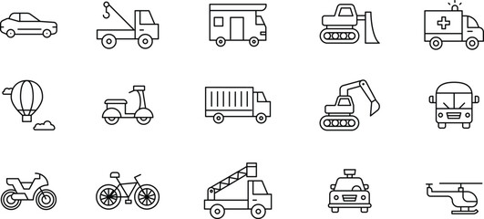 Collection of Transport and Vehicle Icons