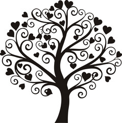 Obraz premium Ornate heart-shaped tree silhouette, perfect for love-themed designs.