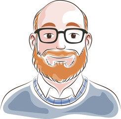 ginger red hair man with beard doodle style