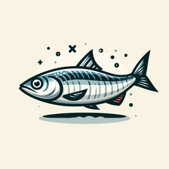 image of small sardines in a school with a simple and minimalist flat design using a white background