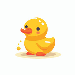 Image of a small yellow duck with an orange beak with a simple and minimalist flat design using a white background