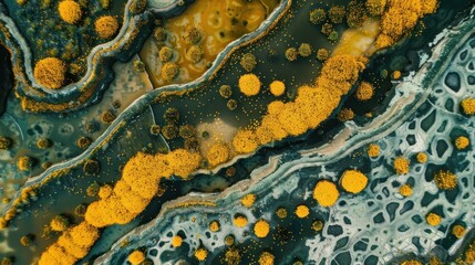 Abstract nature composition with organic lines and vibrant color palette