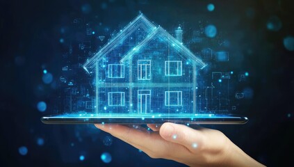 Digital house blueprint on tablet (1)