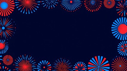 Red and blue firework burst border Fireworks Celebration Background