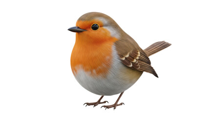Fototapeta premium Colorful Robin Bird Standing Isolated White Background