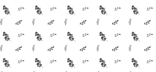 Hand Drawing Floral Seamless Pattern - Black and white leaf and flower pattern
