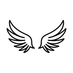 Obraz premium Angel Wings Icon Outline Illustration Isolated on White Background for Fantasy, Tattoo, or Logo Design