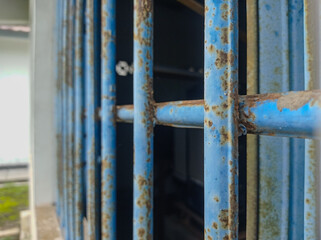 Blue metal bars security gate
