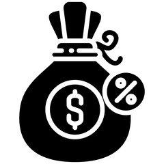 Money bag gylph icon. Simple vector icon design in gylph style. Editable vector format