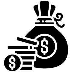 Money gylph icon. Simple vector icon design in gylph style. Editable vector format