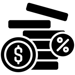 Interest rate gylph icon. Simple vector icon design in gylph style. Editable vector format