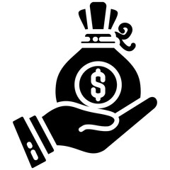 Money gylph icon. Simple vector icon design in gylph style. Editable vector format