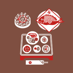 お食い初めのイラスト（カラー）