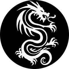 Dragon logo icons. Ancient mythical serpent symbol. Mythological beast sign. Vector illustration