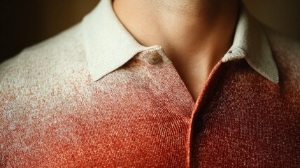 Ombre polo shirt collar closeup